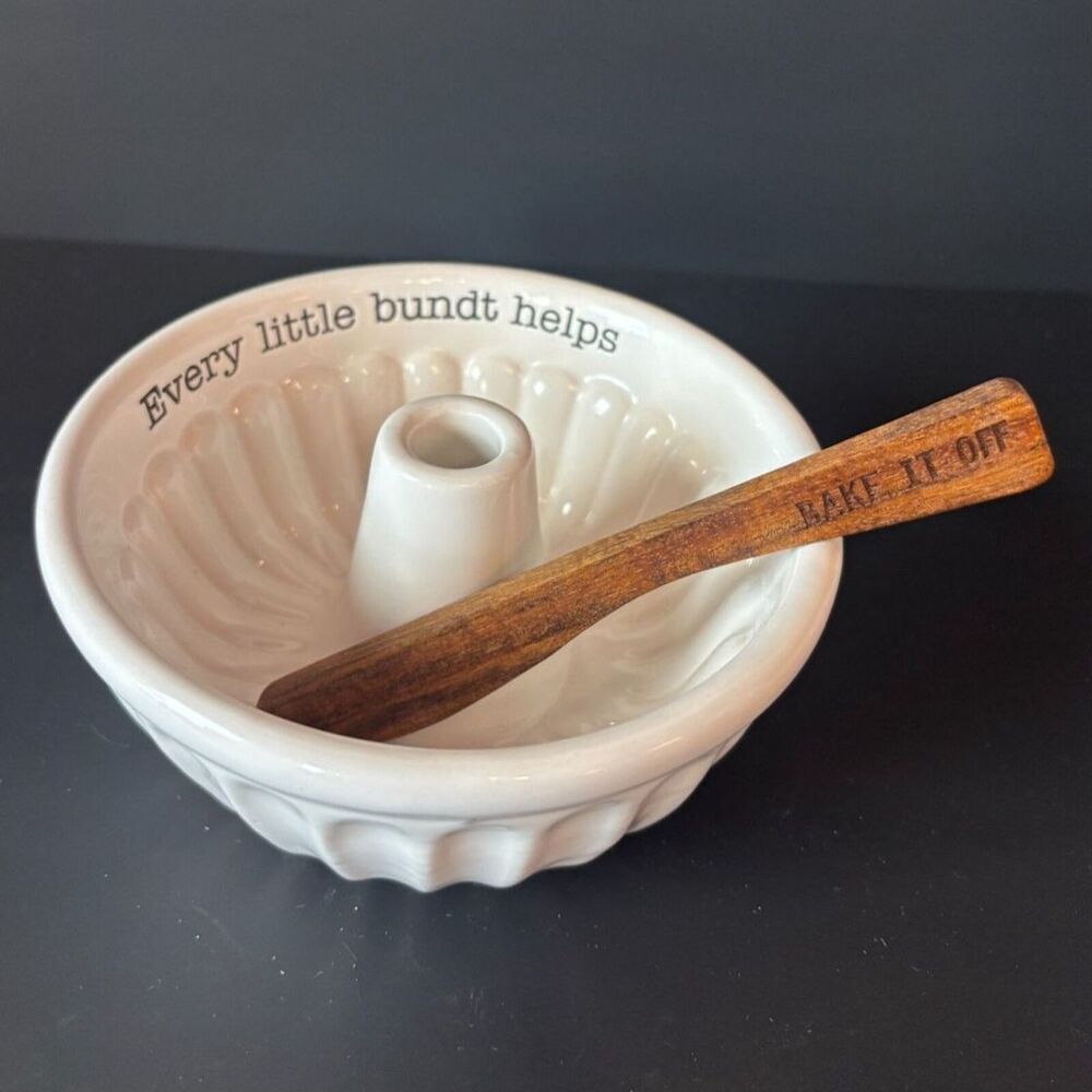 Mud Pie Every Little Bundt Helps Mini Bundt Dish With Bake It Off Wooden Spoon